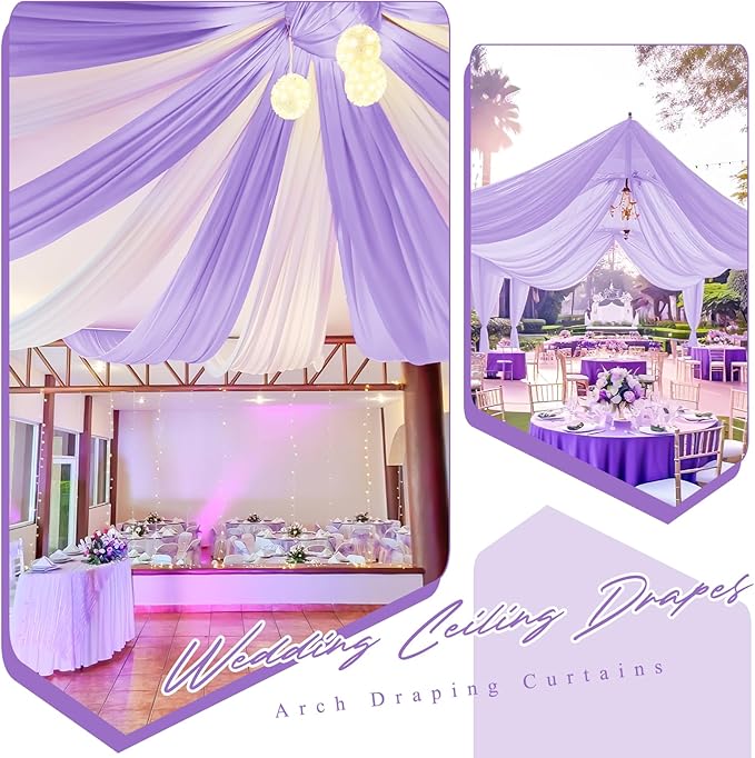 6 Panels Lavender Ceiling Drapes - Image 6