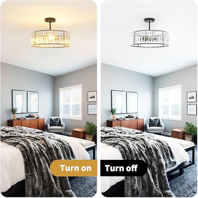 Modern Crystal Ceiling Light Fixture, Semi Flush Mount Ceiling Light, Matte - Image 7