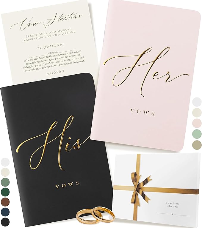 ARTESORI Wedding Vow Book for Her & Him, Soft Touch, 28 Lined Pages, Wedding by Artesori