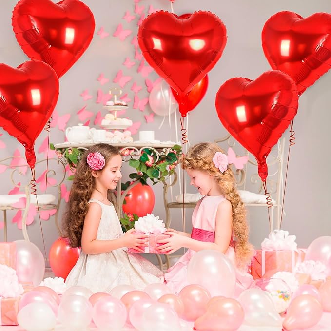 24 Pcs Red Heart Balloons, 18 inch Heart Shape Foil Balloons Love Balloon - Image 3