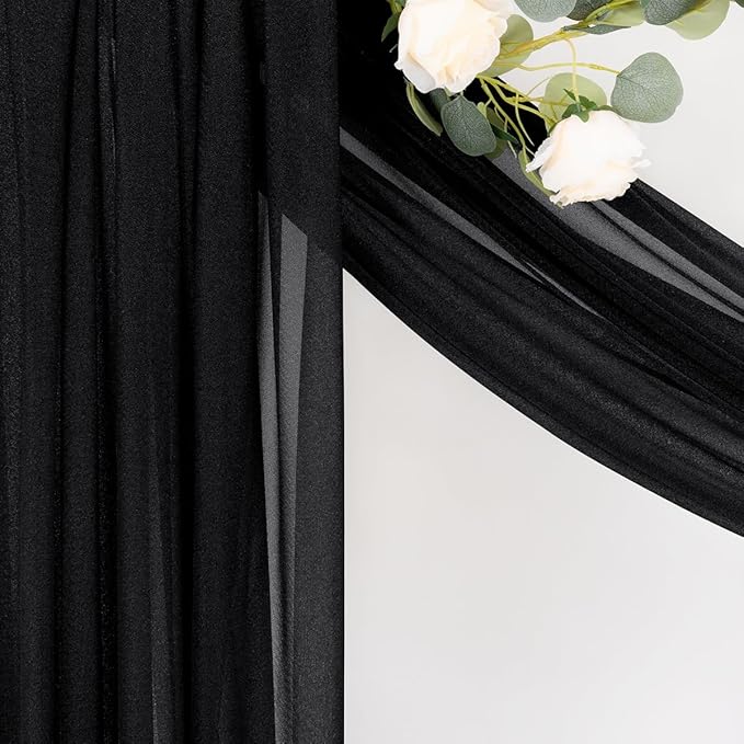 MLMC Black Wedding Arch Draping Fabric 1 Panel 29" x 20 FT Extra Long Gauze - Image 7