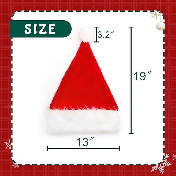 MNKXL Velvet Santa Hats Adults, Santa Hat - Image 2