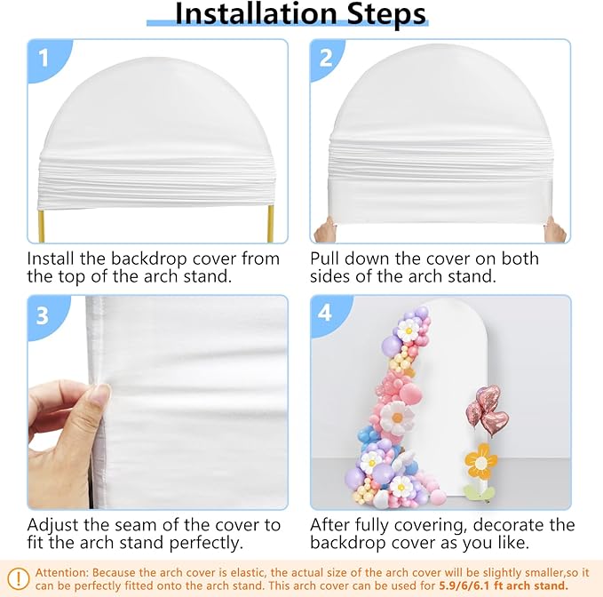 Hemmotop White Arch Backdrop Cover, 6 ft Spandex Stretchy 2-Sided Arch Stand - Image 7