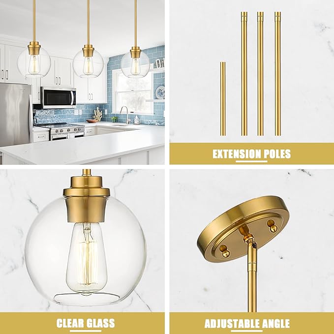 Pendant Lights Kitchen Island, Modern Gold Pendant Light - Image 5
