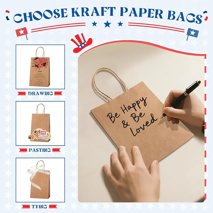 MESHA Kraft Paper Bags 5.25X3.75X8 Inch Brown Small Gift Bags - Image 5