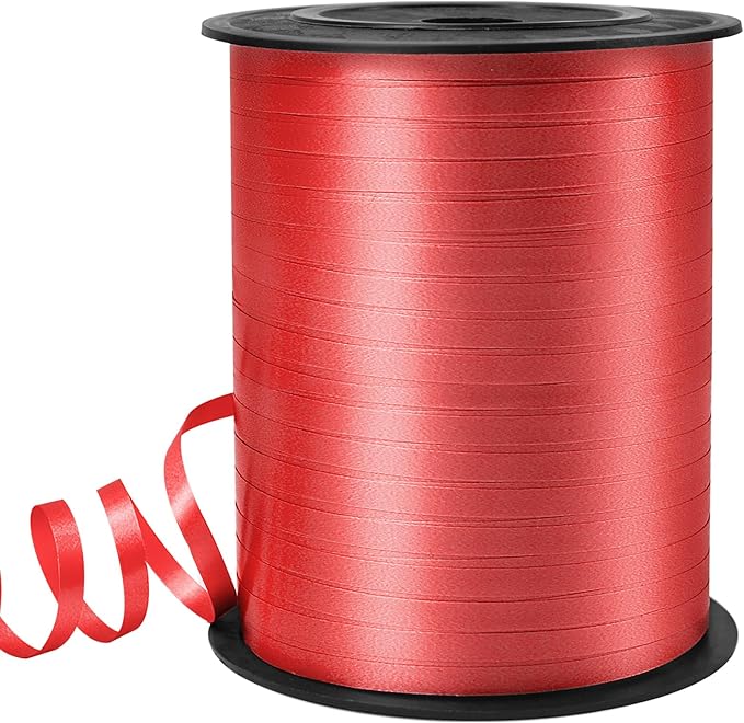 Red Curling Ribbon, 3/16" x 500 Yards, Solid Red, by VISPAD