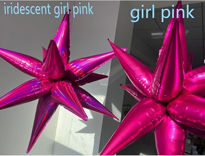 3pcs 26-Inch Iridescent Pink Explosion Star Mylar Balloon - Image 2