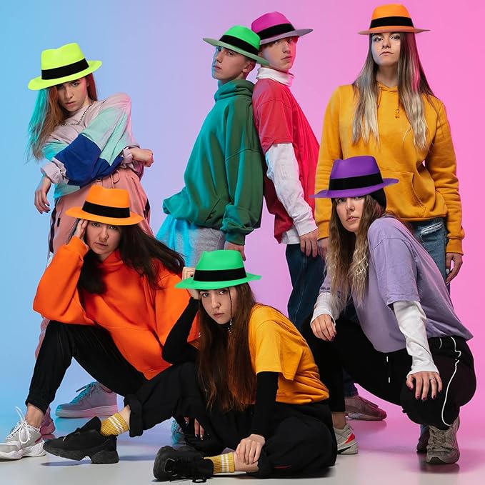 48 Pieces Neon Mafia Style Party Hats - Image 5