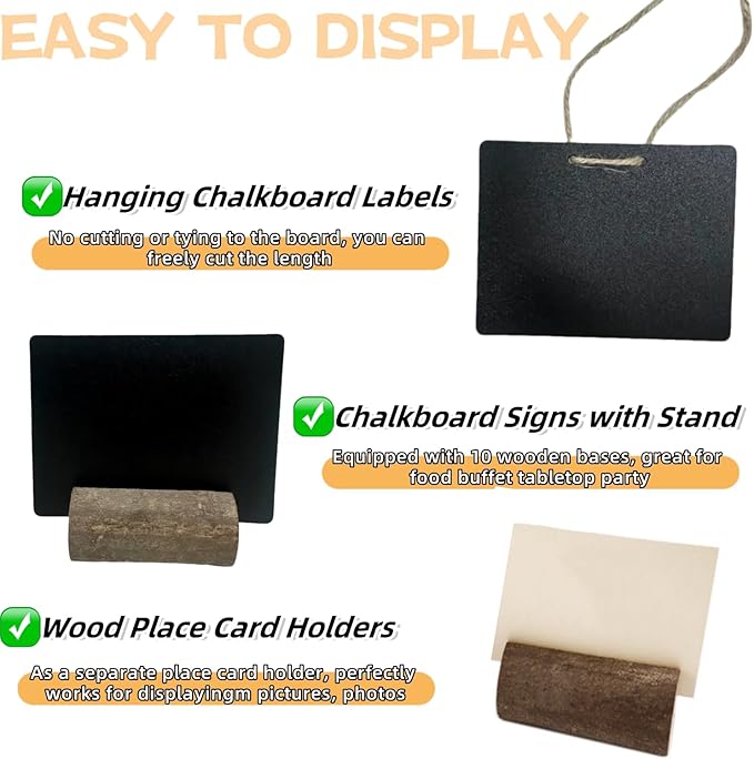 20 Pack Mini Chalkboard Signs for Food Buffet Table Reusable Catering Labels - Image 3