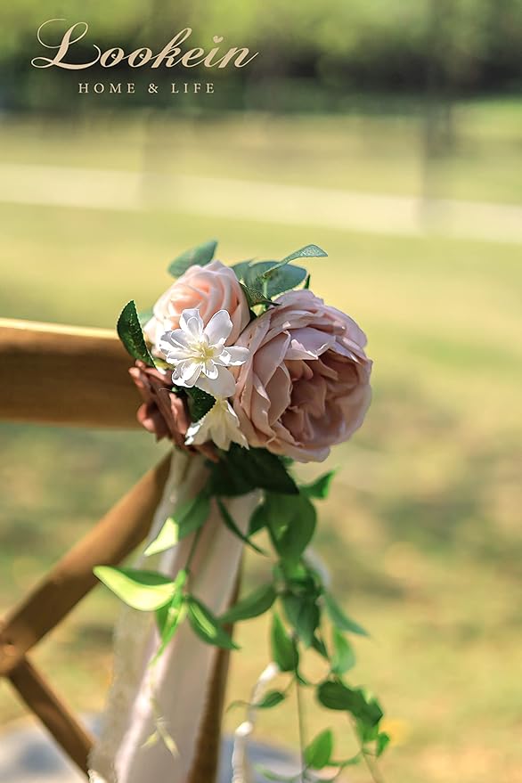 Lookein Set of 8 Pew Flowers for Wedding Ceremony Chair Decorations Bench - Image 4
