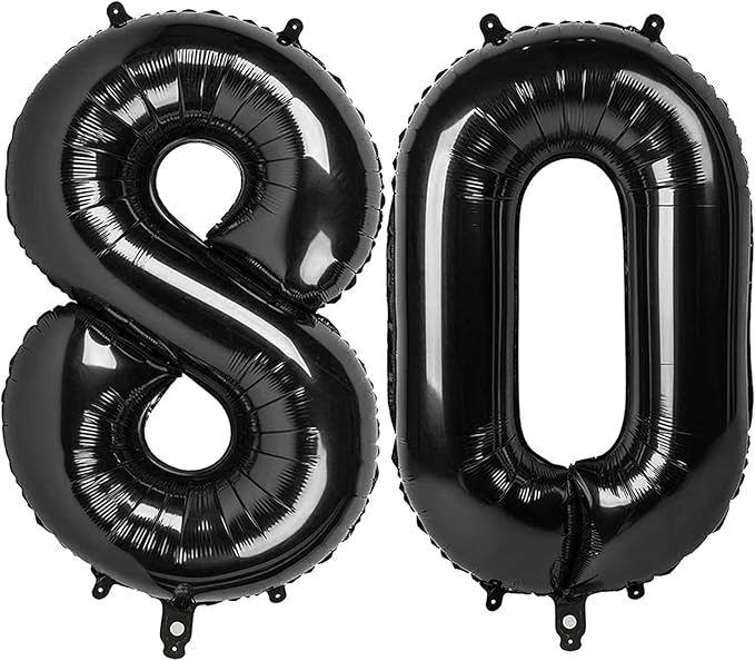 Black Number 80 Balloon by Upgesy