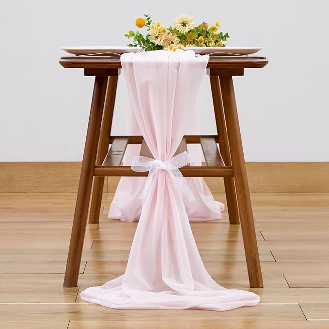 Wedding Arch Draping Fabric, 2 Panels 28" x 19Ft Blush Arch Drapes Sheer - Image 9