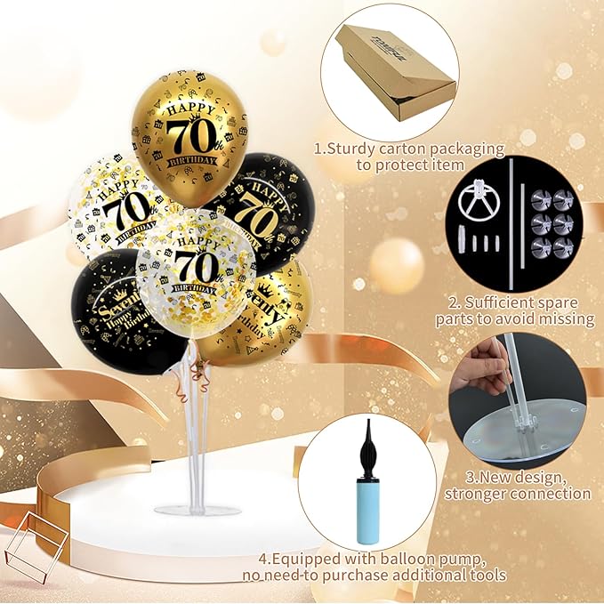 TONIFUL 4 Set Black Gold Balloon Stand Kit - Image 3