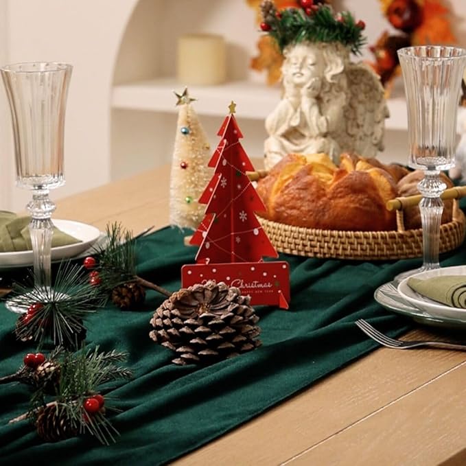 MLMC Emerald Green Velvet Table Runner 10ft Luxury Dark Green Velvet Fall Table - Image 6
