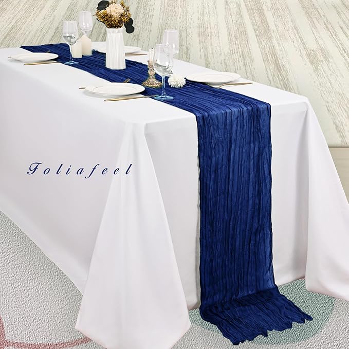 10FT 12 Pack Royal Blue Cheesecloth Table Runner 20 x 120 Inch Long Rustic - Image 4