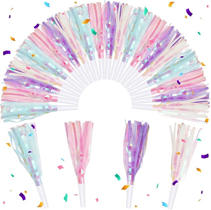 24 pcs Party Blowers, Noise Makers Glitter Metallic Fringed Party Horns by Unknown