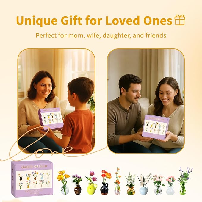 Magnetic Bud Vase Set – Mini Ceramic & Glass Vases - Image 6