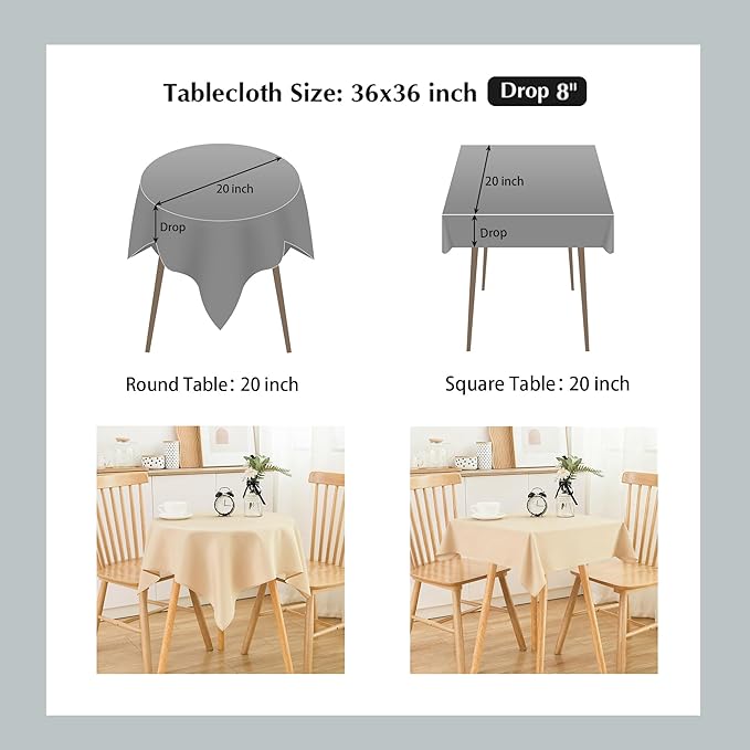 2 Pack Small Square Table Cloth 36X36 Inch Beige Washable Fabric Tablecloth - Image 5