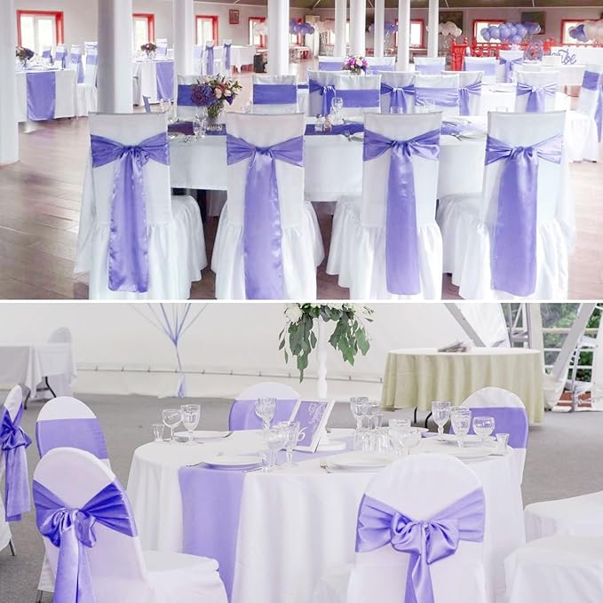 100 PCS Satin Chair Sashes Decorative Bow Chair Sashes Ties Back Ribbon Bows - Image 2