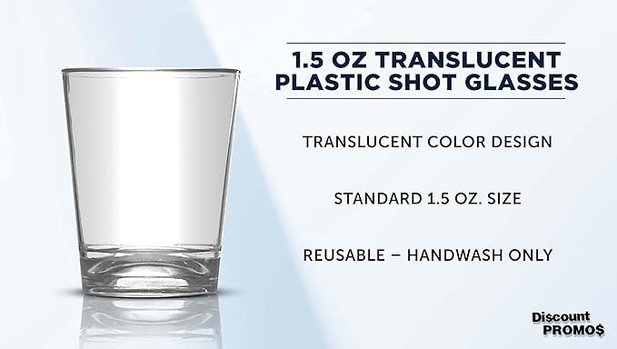 DISCOUNT PROMOS Translucent Plastic Shot Glasses 1.5 oz. Set of 10, Bulk Pack - Image 3