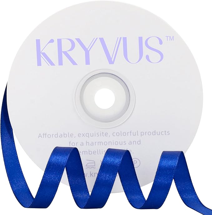 Royal Blue Satin Ribbon 3/8 inch X Continuous 50 Yards, Single Face Polyester by Kryvusribbon