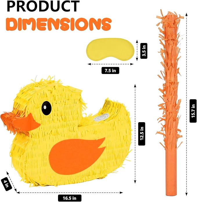 Duck Pinatas Bundle with a Blindfold and a Bat, Farm Animal Theme Parties and - Image 2