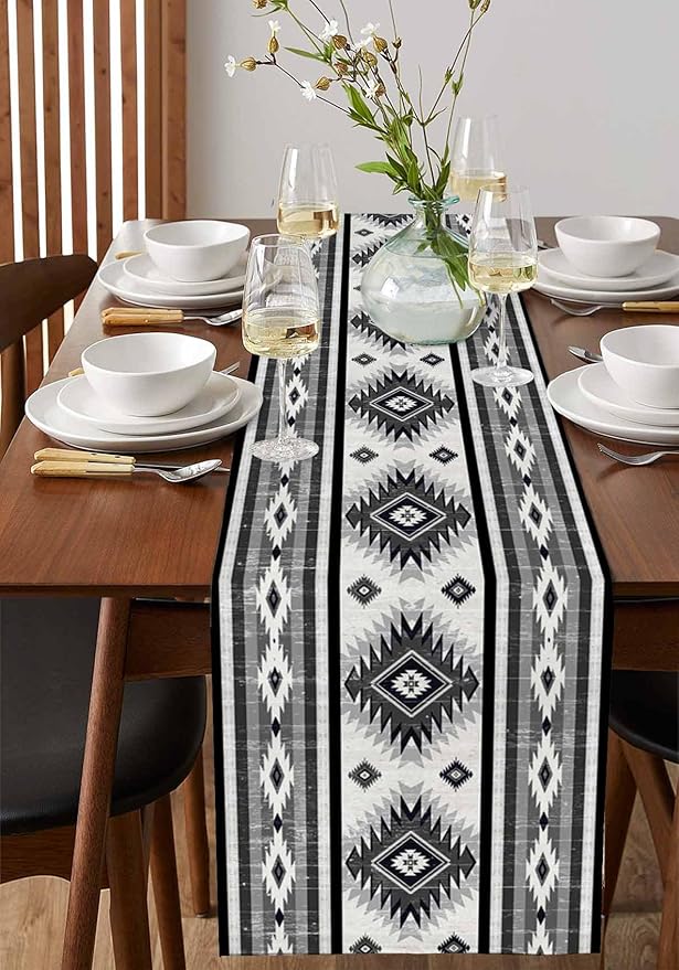 Aztec Southwest Cotton Linen Table Runner - Image 2