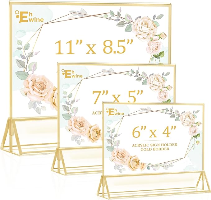EHWINE 24 Pack Acrylic Sign Holder 5 x 7 Horizontal, Double-Sided Stand up - Image 7