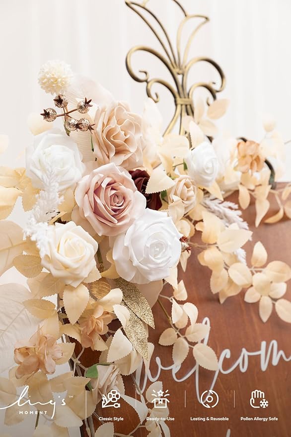 Ling's moment 2pcs Wedding Flowers Garland Artificial Floral Swag Arch - Image 3