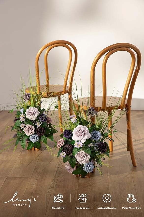 Ling's moment 17.5" Tall Standing Artificial Flowers Arrangements 4 pcs Wedding - Image 5