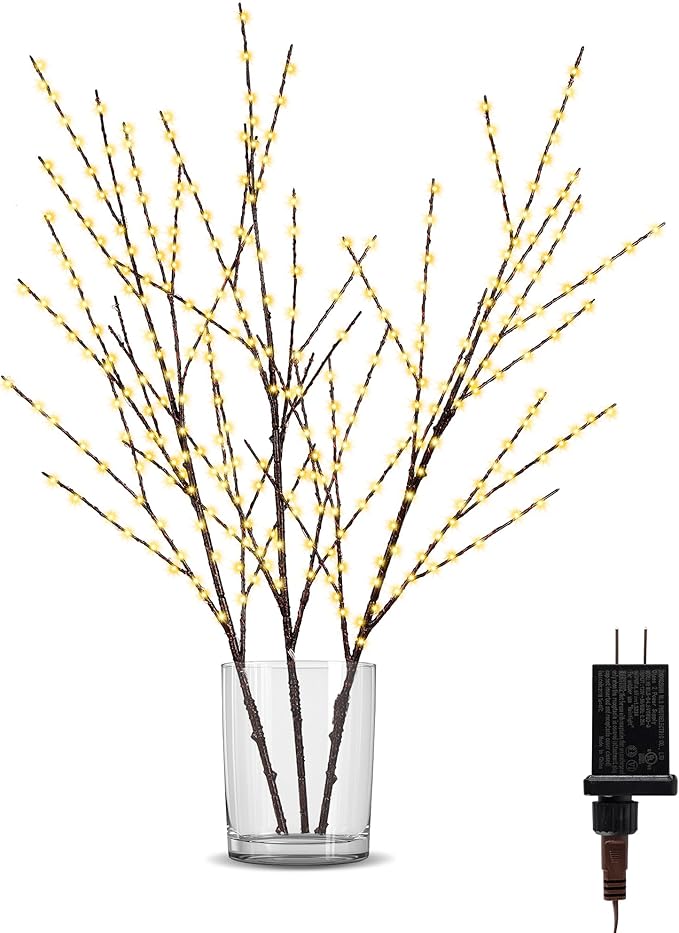 33in Lighted Branches with 180 LED Lights, Twinkling Light Up Tree with Timer - Image 2