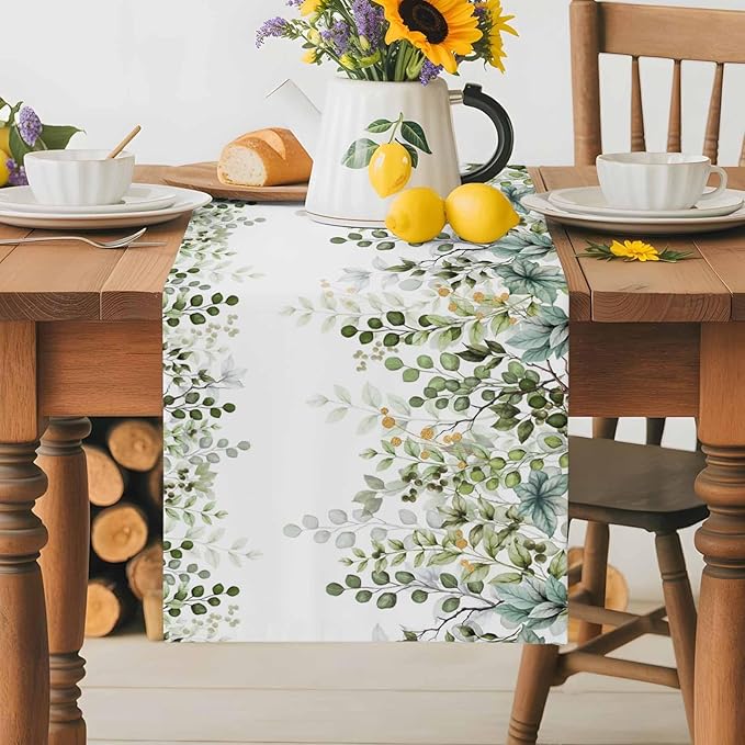 Sage Green Eucalyptus Cotton Linen Table Runner - Image 5