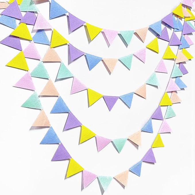 pinkblume Pastel Party Decoration Macaron Felt Hanging Triangle Mini Bunting by pinkblume