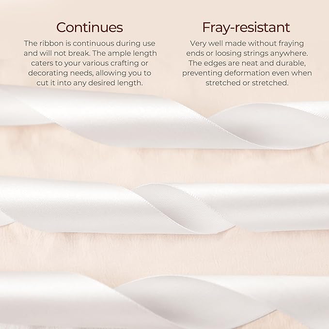 White Satin Ribbon 1-1/2 inch X Continuous 100 Yards, Single Face Polyester - Image 4