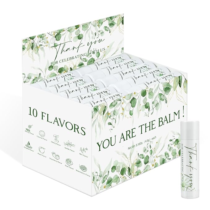 50 Pack Moisturizing Lip Balms Bulk Wedding Party Favors Thank You by Elasign