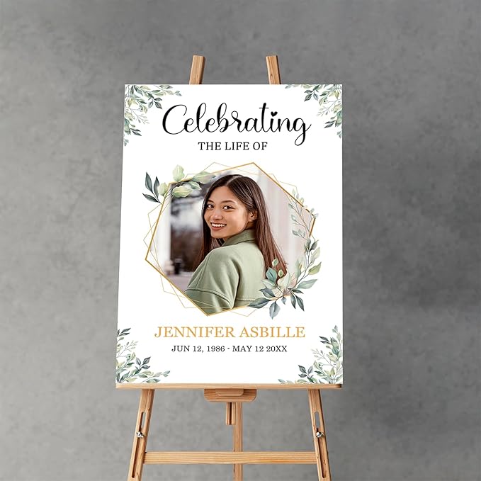 Greenery Funeral Welcome Sign, Celebration of Life Sign, In Loving Memory Sign - Image 5