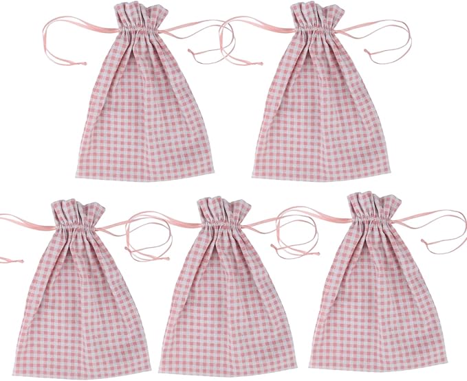 Meseey 5 Pcs Large Buffalo Plaid Burlap Bags by MeseeyRibbonBow
