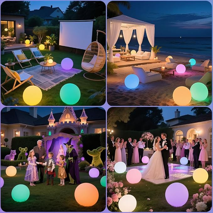 12-in LED Globe Orb Lamp, Dimmable RGB Color Changing Glowing Orb Lights - Image 5