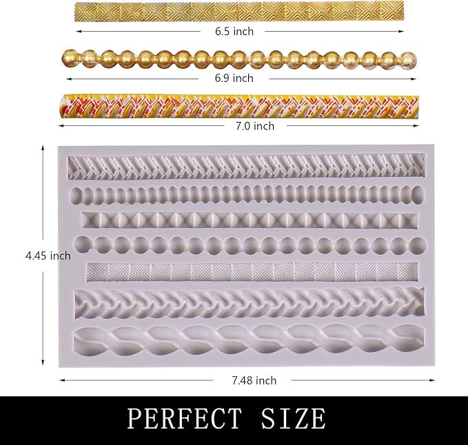 Scroll Lace Fondant Molds, Baroque Chocolate Frame Decor, Clay Frame Relief - Image 2