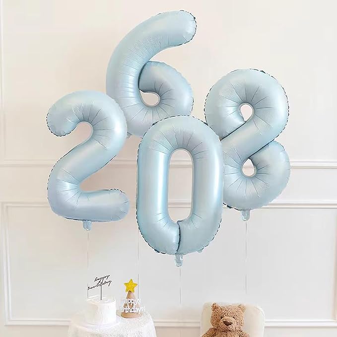 40 Inch Light Blue Number 0 Balloon Foil Balloons 0 - Image 4