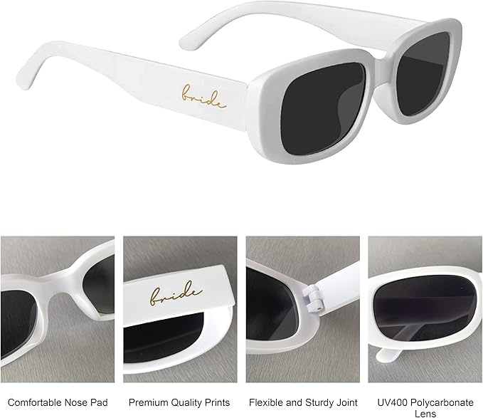 Bride's Babes Bachelorette Sunglasses, Bridesmaid Sunglasses, 10 Pack Rectangle - Image 2