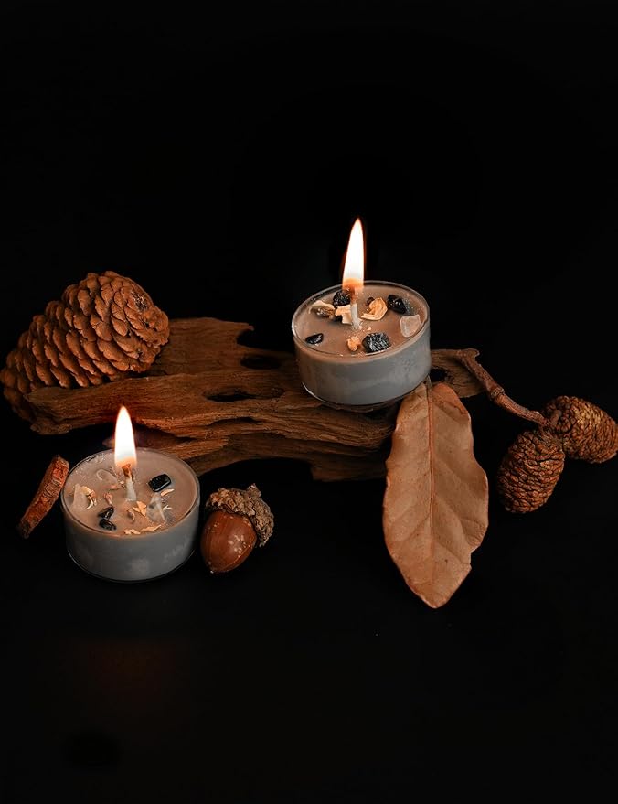 Tealight Soy Candles with Crystals And Herbs, Handmade Energy Candles, Healing - Image 2