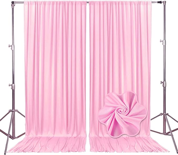 10ft x 10ft Rose Pink Backdrop Curtains by Tisspoms
