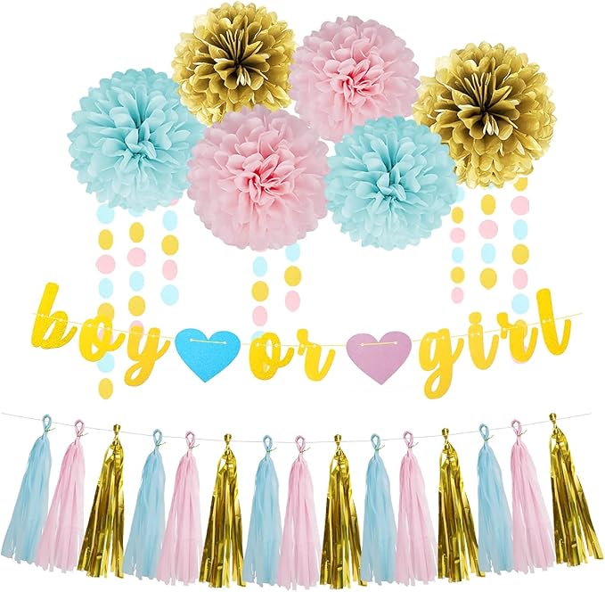 Gender Reveal Decorations Blue Pink by HongTongTong