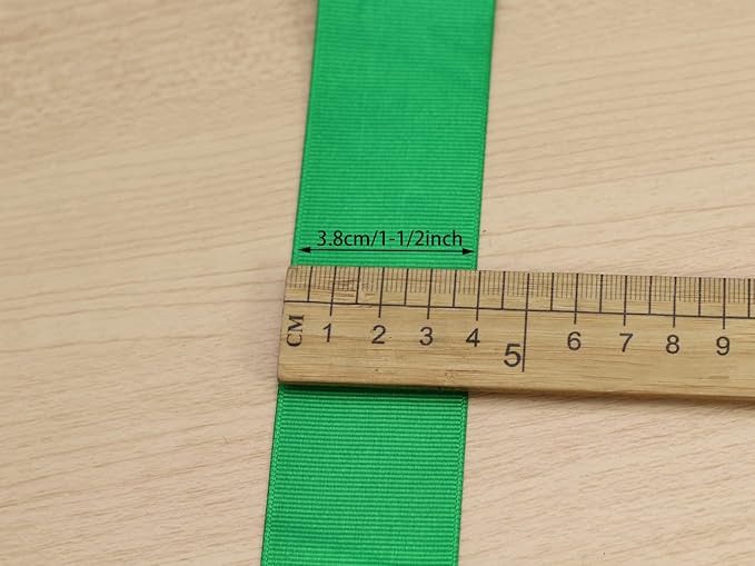 One Roll 50 Yards Soild Green Grosgrain Ribbon 1 1/2 inch Flower Bouquets - Image 5