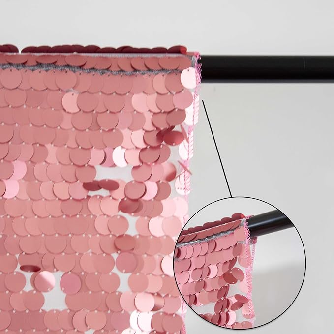 JYFLZQ Pink Payette Sequin Backdrop Curtains 8ft x 8ft 1 Panel Large Shimmer - Image 6