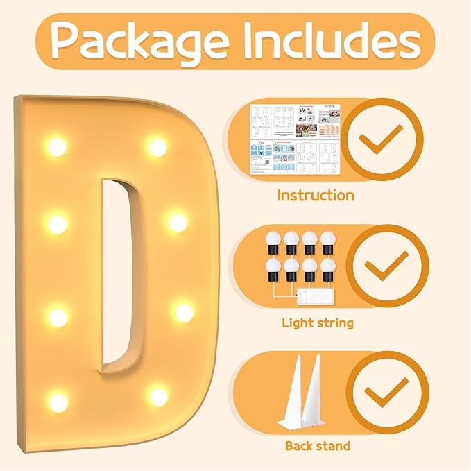 Marquee Letters 3 Feet Tall Large Light Up Letters D Happy Birthday Decorations - Image 5