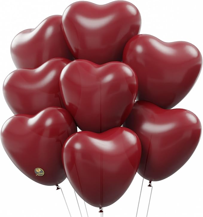 AFTERLOON® Biodegradable Balloons 100 pcs Ruby Red 12 Inch Heart Shaped by AFTERLOON%C2%AE