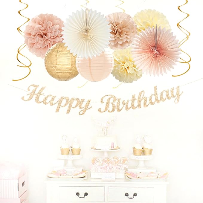 Champagne-Gold Beige 21st Happy-Birthday Party-Decorations - Image 5