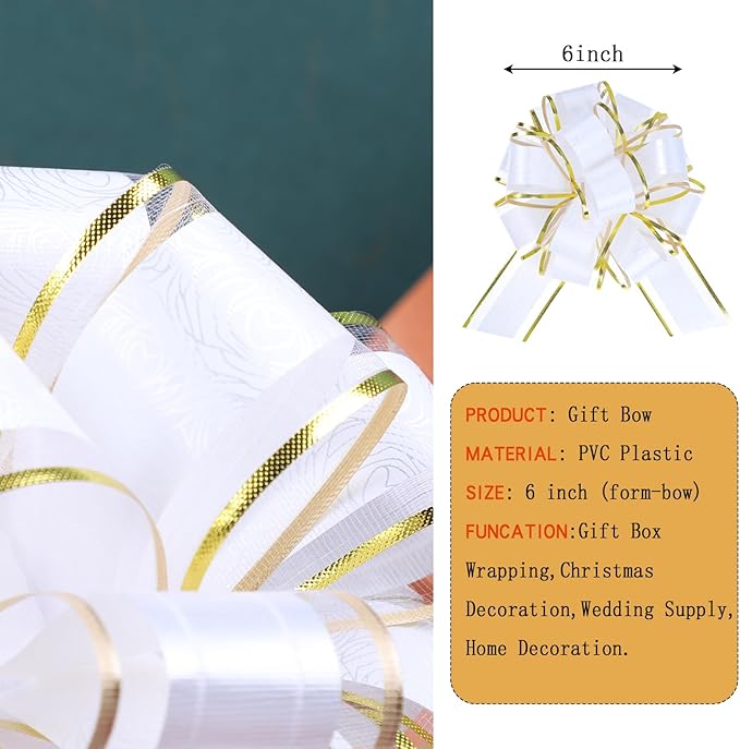 12 Pieces Rose Pull Bows, 6 Inches Pull Bows - Image 2